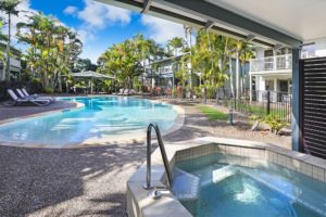 Beautiful spas and pools at Coral Beach Noosa Resort
